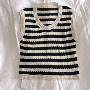Striped Crochet Sweater Vest S